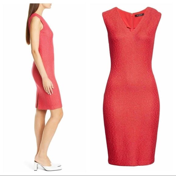 St. John Collection Refined Knit V-Neck Dress, Above the Knee, NWT - Picture 2 of 7